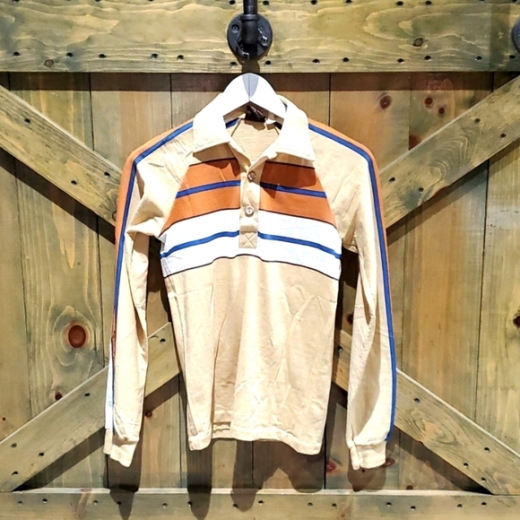 VINTAGE RETRO BOYS PREP STOP LONG SLEEVE TOP JC PENNY XS  BOYS 14-16 BRADY BUNCH - Picture 1 of 6
